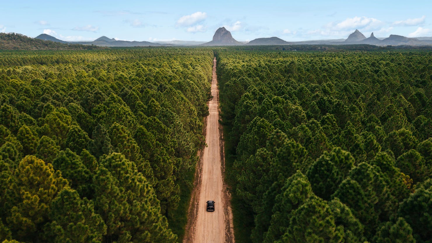 Glass House Mountains aerial view