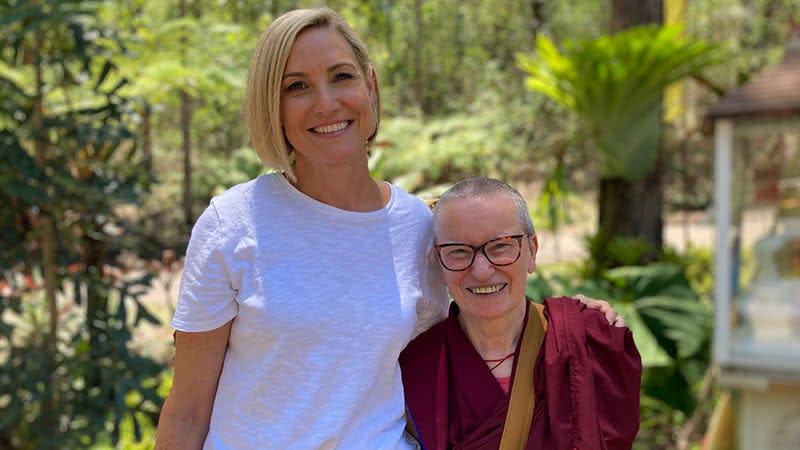 Weekender presenter Jillian Whiting with Buddhist Nun, Ailsa Cameron