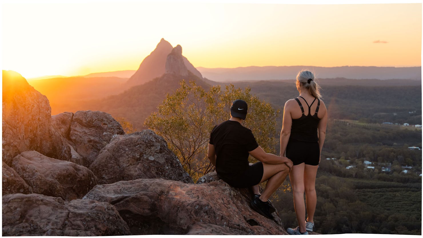 Sunset on the Glass House Mountains